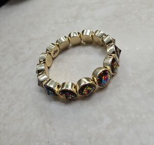Betsey Johnson Gold and Red Skull Charm Bracelet